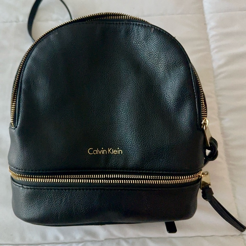 Calvin Klein Black Backpack w/ Gold Hardware Medium Size